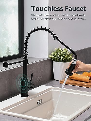 WEWE Touchless Kitchen Faucet, 2-Mode Sprayer, Matte Black, Pull-Down - Image 2