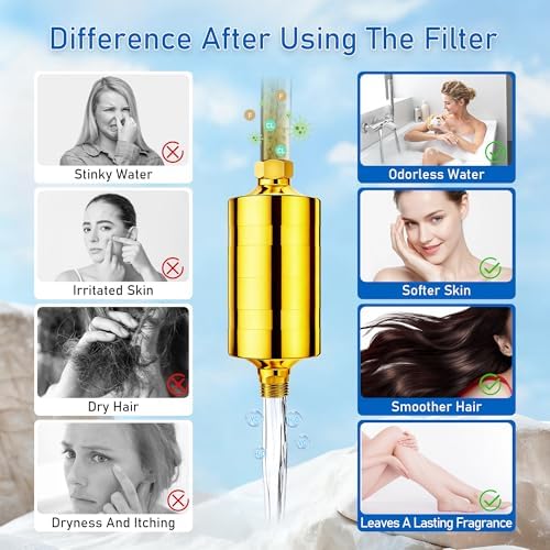 Larger Premium Metal Shower Filter, Stainless Steel 304, Clean Soft Water, Remove 99% Chlorine, Improve Your Skin Nail Hair, Easy to Install (GOLD) - Image 6