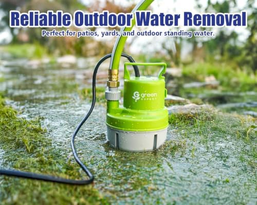 Green Expert Submersible Utility Water Pump 1/6 HP, Electric Water Removal Pump for Flooded Basement, Pool, Hot Tub, Garage, Yard, Window Well Drainage, Portable Emergency Pump - Image 6