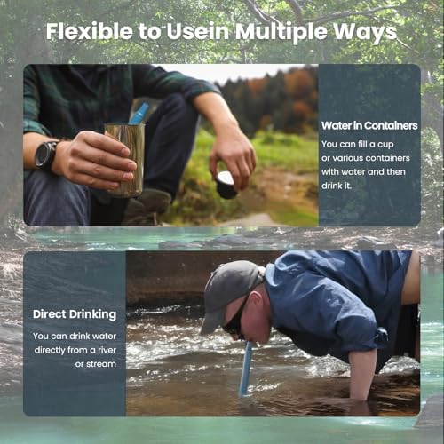 Portable Water Filter Straw Survival, Essential Camping & Hiking Gear, Water Purification Straw for Travel, Biking and Emergency Preparedness - Image 4