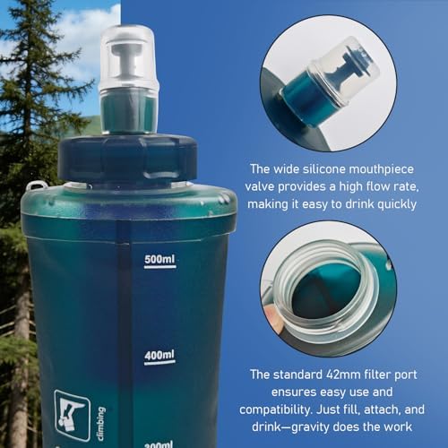 Collapsible Water Bottle with Filter for Travel Hiking Camping 700ML - Image 4