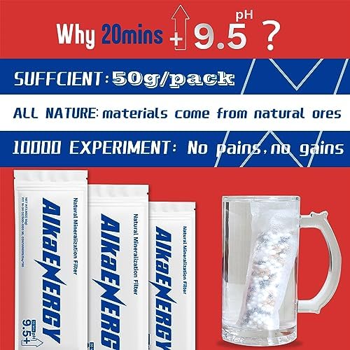 AlkaEnergy Alkaline Water Filter Pouches, 3 Pack 50g Each – Raises Water pH Up to 9.5, Adds Minerals, Portable Alkaline Water Packets for Bottles, Pitchers &Jugs - Image 4