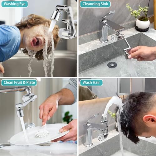 1080° Rotating Faucet Extender & Water Filter, 2-Spray Mode Aerator with Robotic Arm, Universal 3-Size Fit, Removes Chlorine & Impurities for Skin Care & Kitchen - Image 7