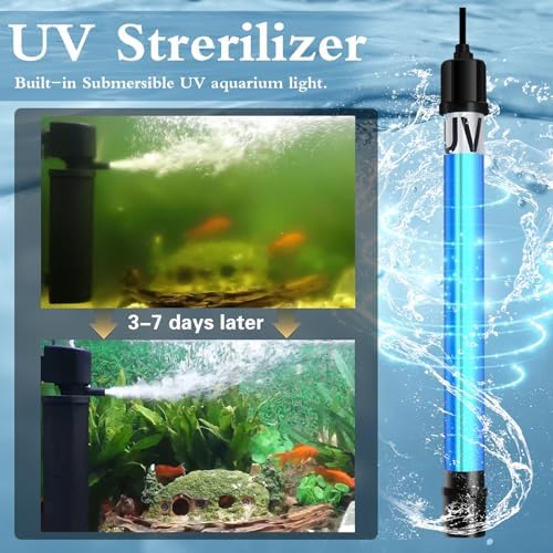 Aquarium Filter U-V for 55-200 Gallon Tank, 500GPH Fish Tank Filter for Cold Plunge Fish Tank Green Clean Machine,Submersible Powerful Pump Filter for Turtle Tank Saltwater Freshwater Crystal Clear - Image 4