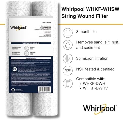 Whirlpool 35-Micron 10" x 2.5" String Wound Whole House Water Filters, NSF Certified Filtration Reduces Sediment for Well Water, WHKF-WHSW, 2-Pack - Image 2