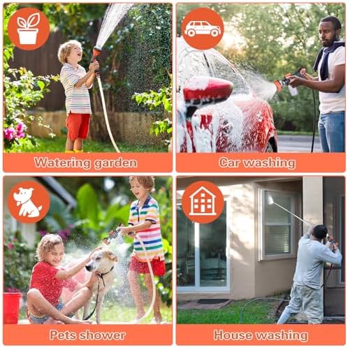 Upgrade Dog Washing Hose Attachment, 8 Way Spray Pattern Garden Hose Nozzle with Soap Dispenser, Dog Wash Supplies with 2 type Dog Bath Brush, Dog Comb and Toothbursh, Car Washing Mitt - Image 4