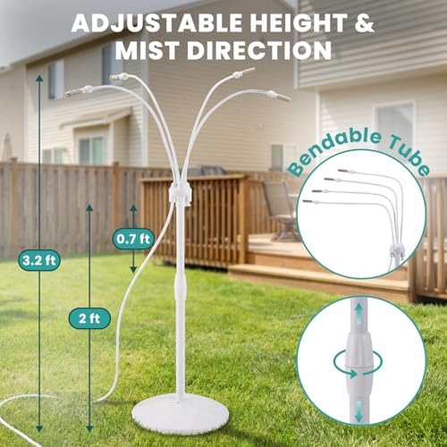 HOMENOTE Standing Misting Cooling System, Fillable Base, White - Image 3
