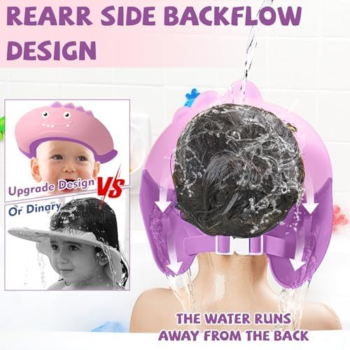 Thcbme Baby Shower Cap Shield, Shower Cap for Kids, Visor Hat for Eye and Ear Protection for 0-9 Years Old Children,Cute Dinosaur shape Makes the Baby Bath More Fun… (Pink) - Image 6