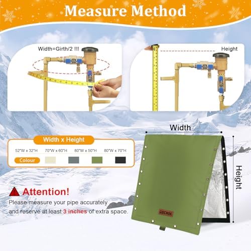 RICHIE 3-Way Opening Backflow Preventer Cover (5°F) Heavy-Duty 5-Layer Insulated Enclosure, All-Weather Protection for Outdoor Pipe, Irrigation Sprinkler Valve, Well Water Pump, 80" W x 50" H Green - Image 2