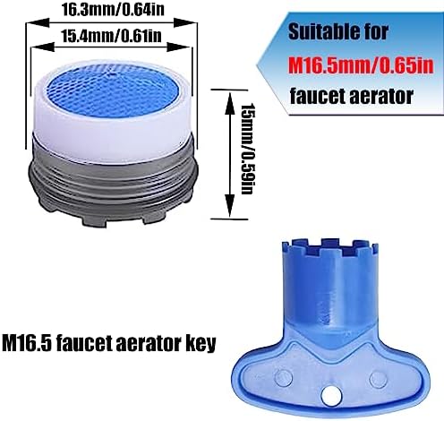 BOETOADG 4PCS Faucet Aerator M16.5, Plug-In Faucet Aerator Faucet Restrictor Replacement Parts for Kitchen Bathroom Sink Aerator with Key Removal Wrench Tool, 1.2GPM, 16.5mm/0.65inch - Image 2