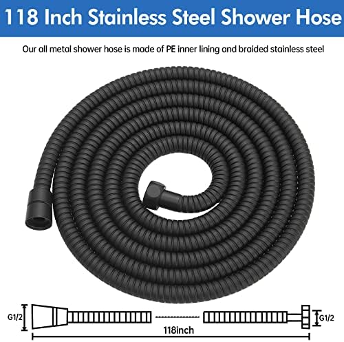 RUMOSE 118 inches Extra Long Shower Hose, Black - Image 6