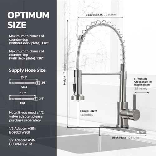 WEWE Kitchen Faucet with Soap Dispenser, Stainless Steel, Brushed Nickel - Image 3