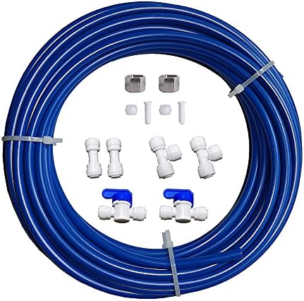 Malida RO Water Systems Ice Maker Kit 1/4" for Reverse Osmosis Systems and Water Filters (Blue Water Pipe) by MALIDA