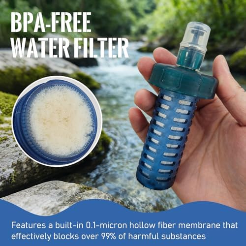 Collapsible Water Bottle with Filter for Travel Hiking Camping 700ML - Image 2
