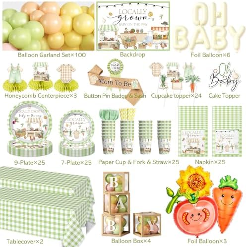 296pcs Locally Grown Baby Shower Decorations for Girls, Serves 25 - Image 2