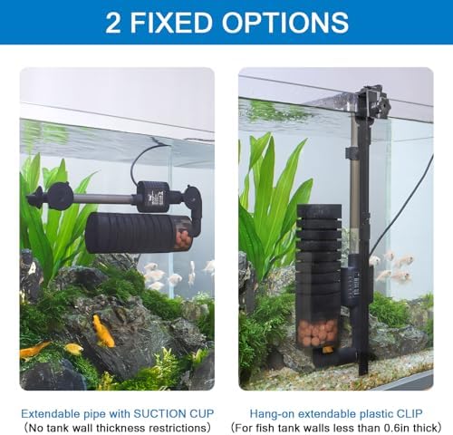 hygger USB Single Sponge Filter, Small Aquarium Filter with Adjustable Hanging Clip and Suction Cup, Duckbill Outlet, Rain Pipe Outlet, Extra Spare Sponge - Image 2