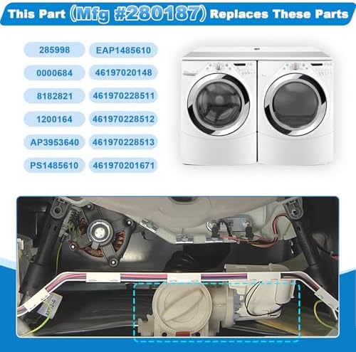 280187 8181684 Washer Drain Pump Filter（OEM）Compatible with Whirlpool Maytag Amana KitchenAid Kenmore Washing Machine, Replacement Part 285998 8181684 8182819 8182821 46197020148 461970201671 ect. - Image 3
