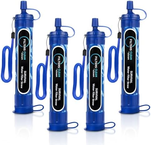 Filters-Clean Survival Water Filter Straw, 0.1 Micron Water Purifier 4 Pack by Kiknek