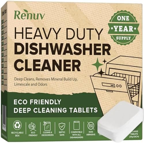 Renuv® Heavy Duty Dishwasher Cleaner & Deodorizer, Descaler, 12 XL Tablets by Renuv
