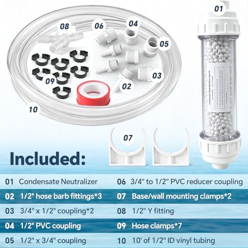 804000074 Condensate Neutralizer Kit Compatible with Rinnai Tankless Water Heater & Boiler, Acidic Condensate Neutralizer with Transparent Window, Prevents Pipe Corrosion, Replaces OEM 804000074 - Image 6