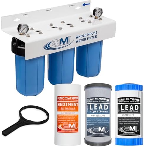 APPLIED MEMBRANES INC. 3-Stage Whole House Water Filter System | 4.5x10-Inch Filters Removes, Dissolved & Undissolved Lead, Sediment, Chlorine, Chloramine, Chemicals, Taste, Odor - Image 2