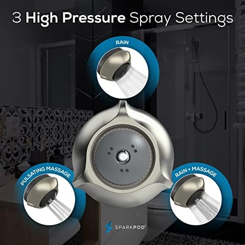 SparkPod High Pressure Shower Head, 3 Inch Fixed Showerhead, Brushed Nickel - Image 5