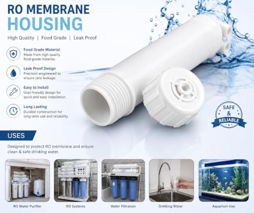 RO Membrane Housing Bowl, Universal 10 Inch Filter Housing for RO UV UF Water Purifier Systems, Food Grade Plastic, Leak Proof Replacement Part - Image 7
