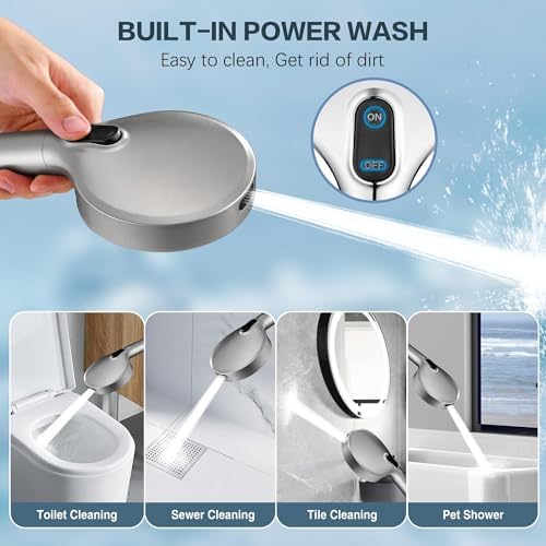 BRIGHT SHOWERS Filtered Shower Head with Handheld, High Pressure 9 Spray Mode Showerhead with Long Hose and Bracket, Water Softener Filters Beads for Hard Water - Removes Chlorine, Brushed Nickel - Image 6