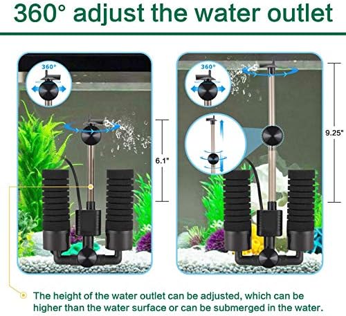 AQQA Aquarium Electric Power Sponge Filter,3W/5W Submersible Foam Filter - Image 4