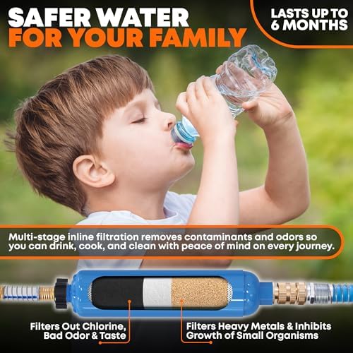 RV Fresh Water Kit - RV Water Pressure Regulator, Inline Water Filter, Hose Splitter, Brass Elbow, Flexible Connector, Hose Quick Connects, Leak Repair Kit, and Carrying Case - Image 4