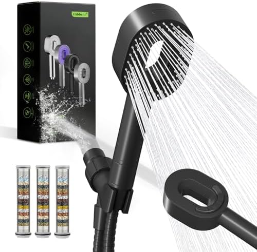 Hibbent Filtered Handheld Showerhead with 3 Filters, 5 Sprays Shower Head by Hibbent
