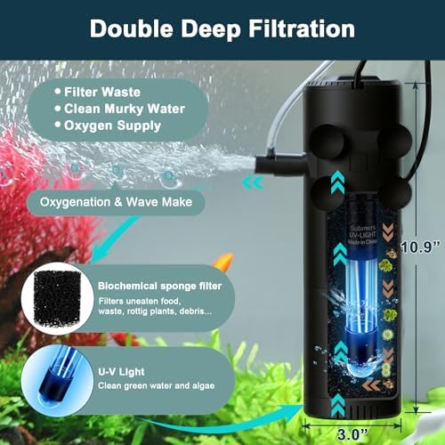hygger 25W Aquarium U-V Internal Filter with Timer for 30–130 Gal Tanks - Image 2