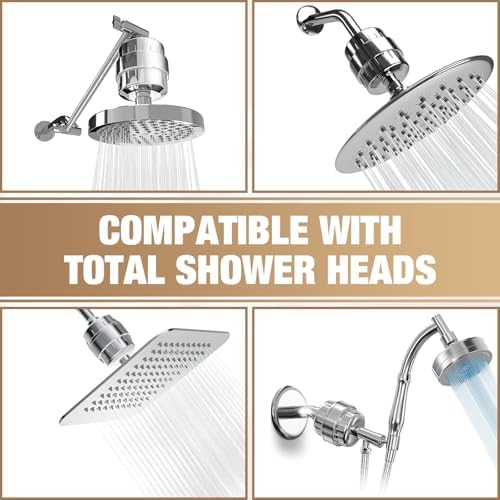 25-Stage Hard Water Shower Filter with Enhanced KDF55,High Output Filtered Shower Head with 3 Replacement Cartridges,Removes Chlorine,Fluoride & Sediment,Universal Polished Chrome Bathroom Showerhead - Image 4