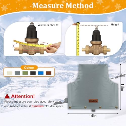 Backflow Preventer Insulated Cover (5°F) for Winter Freeze Protection, 14"W x 13"H Thickened Pressure Reducing Value & Well Pump Cover, Outdoor Waterproof Insulation Pouch for Sprinkler Valve, Beige - Image 2