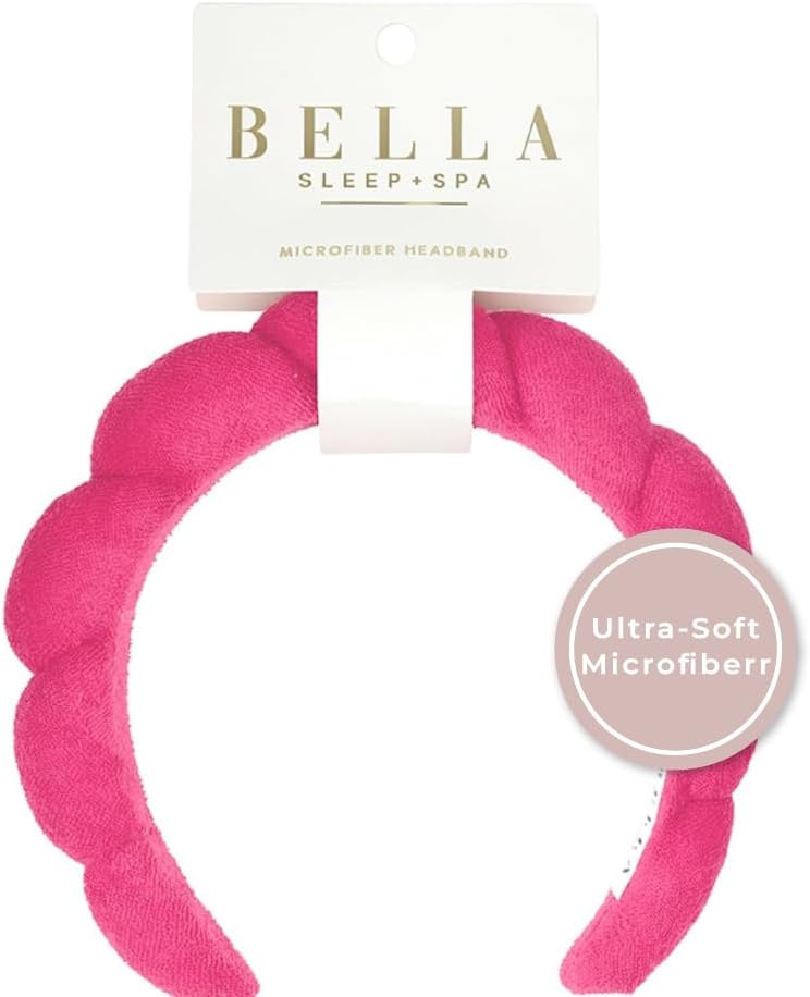 Bella Sleep + Spa Puffy Makeup Headband - Soft Microfiber Spa Headband for Washing Face - Padded Non-Slip Facial Skincare Hairband for Women & Teens, One Size - Image 2