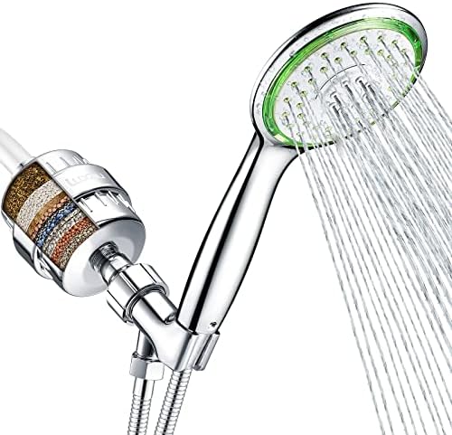 Filtered Shower Head Combo, Includes 79" Hose, 20 Stage Shower Filter Head, High Pressure Handheld Spray Showerhead, Shower Arm Mount Holder, for Hard Well Water Chlorine, Chrome (S10) by Luxau