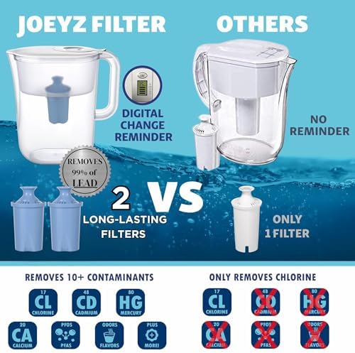10-Cup Water Filter Pitcher & 2 Longlast Filters - Reduces Heavy Metals - Image 3