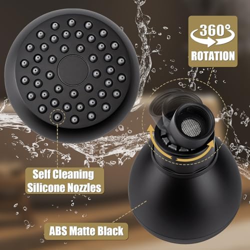 AISOSO Fixed Shower Head High Pressure 3 Inch Showerhead Matte Black - Image 3