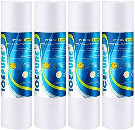 ICEPURE 10"X2.5" 5 Microns Whole House Sediment RO System Water Filter Replacement for Any 10 inch RO Unit,Dupont WFPFC5002, Aqua Pure AP110, Culligan P5,GE FXUSC, Whirpool WHKF-GD05,PP10-05,4PACK by ICEPURE