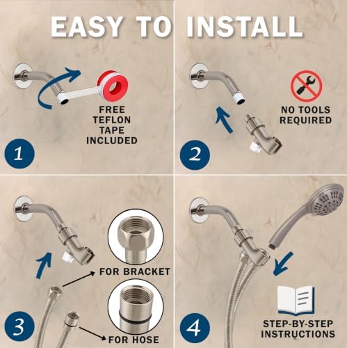 Aqua Elegante Luxury Handheld Shower Kit - 1.8 GPM - Brushed Nickel - Image 4