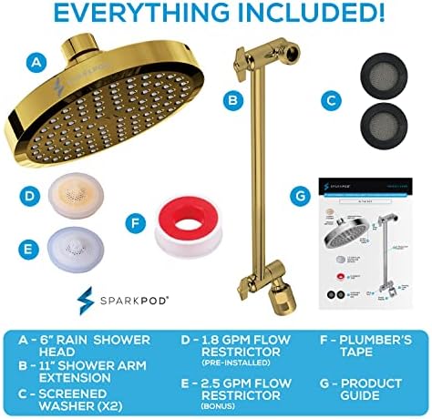 SparkPod 6" Round Rain Shower Head with 11" Shower Arm - Image 7