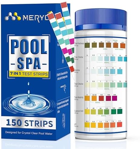 7-Way Pool Test Strips,150 Strips Pool and Hot Tub Test Strips by MERYDI