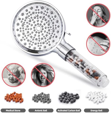 Cobbe 2 Packs Replacement Shower Head Beads，90g Shower Filter Stone Beads，Mineral Stone Balls for Water Filtration，for Filtered Shower Head (Orange Gray White) - Image 2