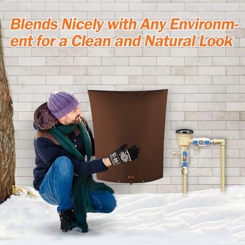 TOHONFOO Backflow Preventer Cover, Pipe Freeze Insulation, 28"Wx36"H, Brown - Image 4