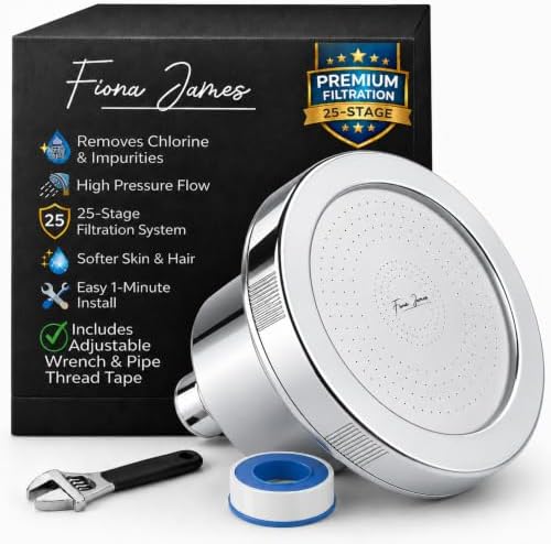 Fiona James 25-Stage Filtered Shower Head for Hard Water, Chrome by FIONAJAMES