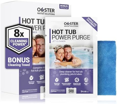 Bio Ouster Power Purge Hot Tub Jet Cleaner w/Towel - Deep Hot Tub Cleaner for Jets, Tubes, Plumbing - for Standard & Inflatable Spas - Removes Gunk Buildup for Crystal Clear Water - Made in USA (Kit) by OusterWaterSolutions