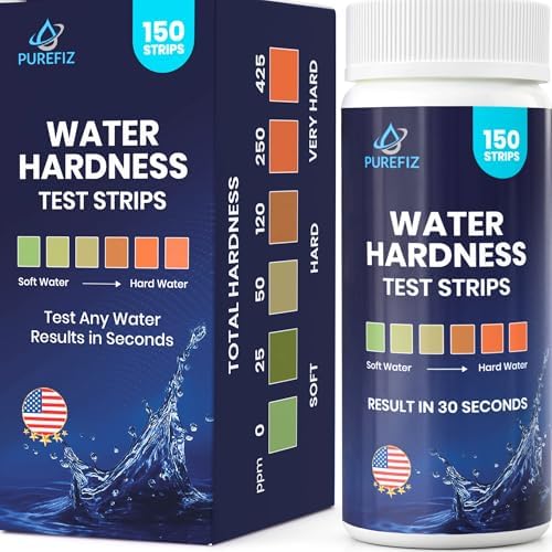 Water Hardness Test Strips – 150 Strips for Home, Well Water & Water Softeners – Instant Results in 30 Seconds – Tests Soft, Hard & Very Hard Water – Perfect for Kitchens, Showers & Appliances by PUREFIZ