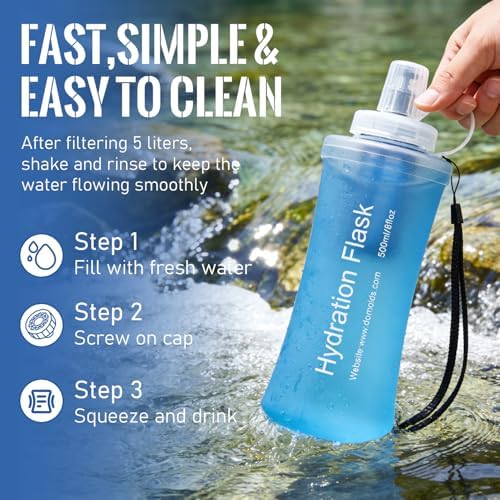 Collapsible Water Bottle with Filter for Travel Hiking Camping 500ML - Image 5
