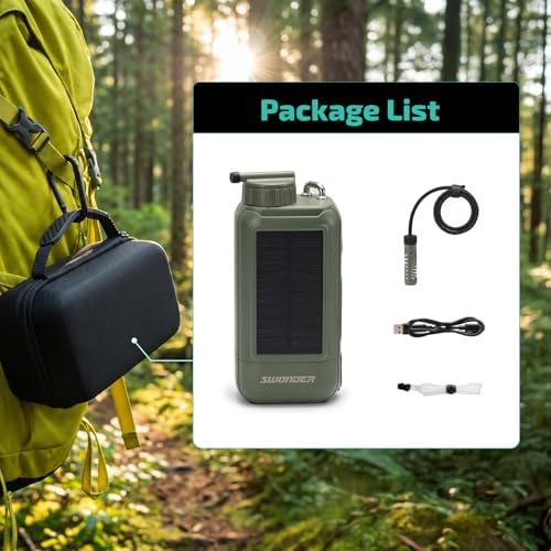 Swonder Portable Electric Water Filter – 0.01 Micron Camping Water Purifier with Solar & 5200mAh Battery, 4-Stage Filtration System for Hiking, Emergency, Survival - Image 7