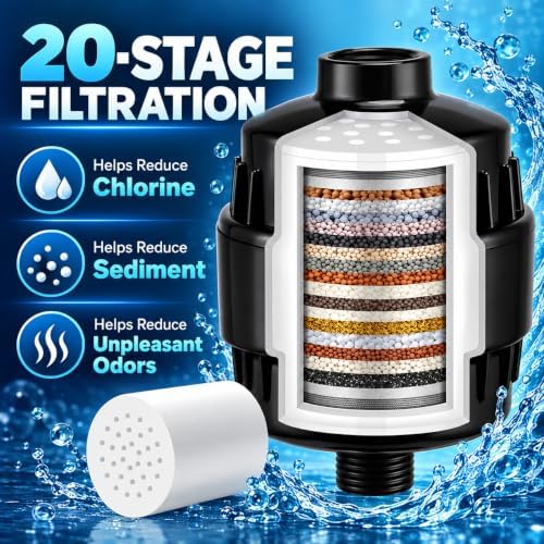 20 Stage Shower Filter for Hard Water, High Flow Shower Head Filter - Image 2